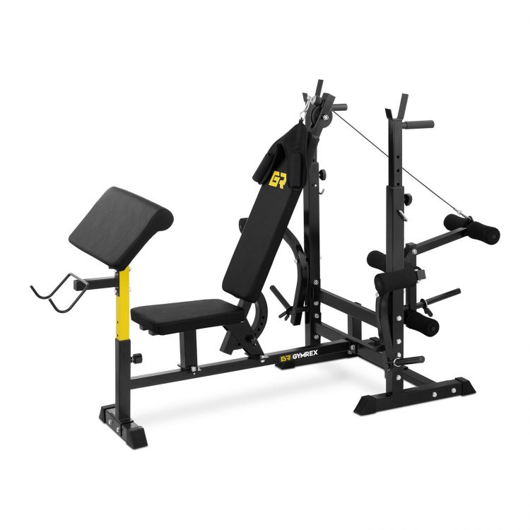 Multifunkčná posilňovacia lavica, umožňuje precvičiť viac cvikov na jednom finess stroji ako sú benchpress, bicepsy, tricepsy, chrbát, ramená alebo nohy.