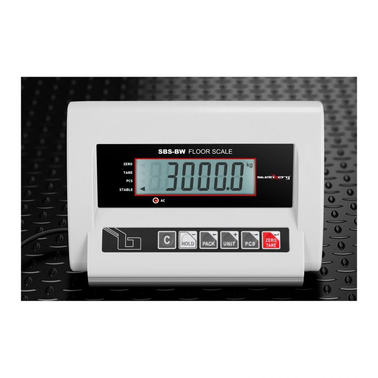 Podlahová balíková váha ECO - 3 000 kg / 1 kg - LCD. Vysoká presnosť váženia v rozsahu 10 až 3 000 kg. Funkcia proti preťaženiu váhy. Výdrž batérie 10h.