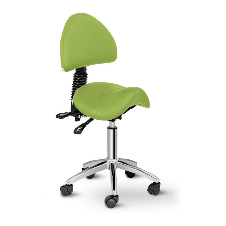 Sedlová stolička Physa BERLIN zelená s nastaviteľnou výškou do 69 cm sa výborne hodí do každého kaderníctva, kozmetického salónu alebo tetovacieho štúdia.