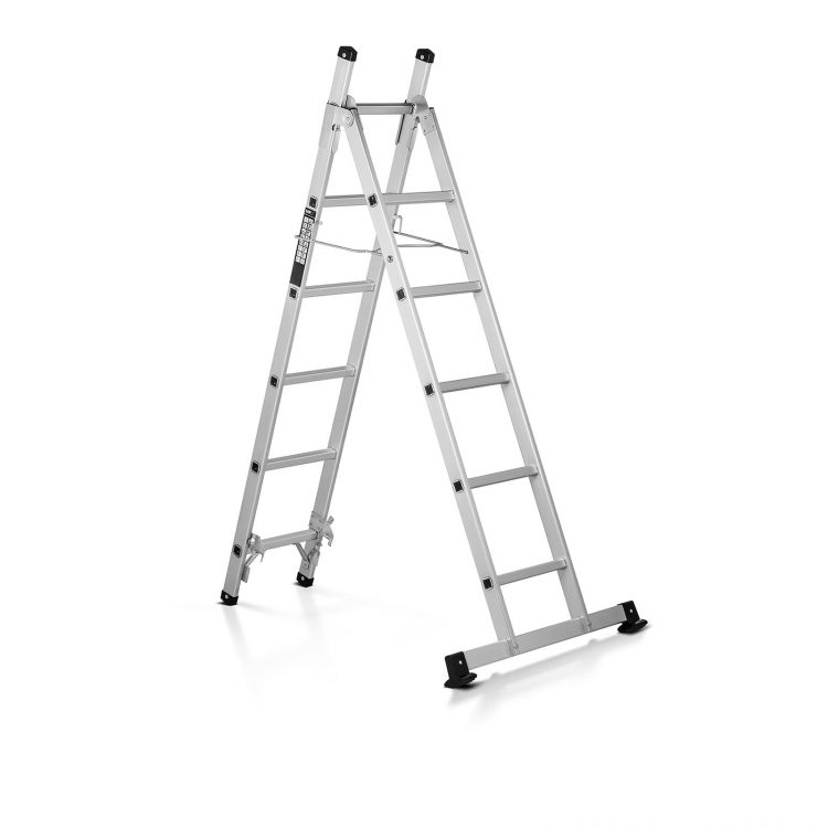 Hliníkový rebrík trojdielny - výška 2,5 m - 10060957 Hliníkový rebrík trojdielny - výška 2,5 m. Nosnosť do 150 kg, maximálna pracovná výške 2,5 m. Bezpečnosť vďaka hliníkovej konštrukcii a širokým priečkam.