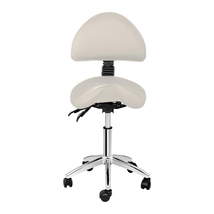 Sedlová stolička Physa BERLIN béžová. Chrbtová opierka nastaviteľná 90-120°, nosnosť do 150 kg. Jednoduché nastavenie výšky sedenia do 69 cm
