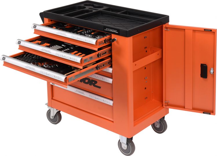 Dielenský vozík s náradím 6 zásuviek oranžová 184 ks náradia - 1
