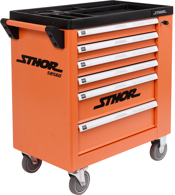 Dielenský vozík s náradím 6 zásuviek oranžová 184 ks náradia - 2