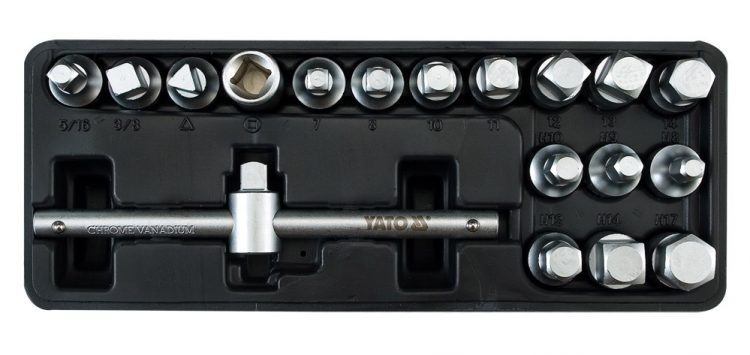 Sada nástrčných kľúčov 18 ks na zátky olejových vaní motorov | YT-0599