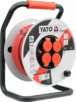 Yato Predlžovací kábel na bubne 30m 4 zásuvky |model: YT-8106, profesionálny predlžovací kábel v servisoch, výstavách, staveniskách alebo domácich dielňach.