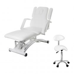 Masážny stôl elektrický + stolička - biela | Divine White Set