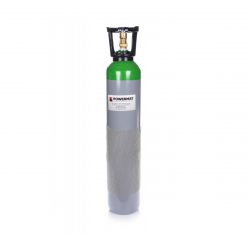 Plynová fľaša na Ar+CO2 (Mix) - bez náplne, objem: 8 L, plyn: argón (82%) oxid uhličitý (18%), pracovný tlak: 150 bar. Priemer/výška fľaše:140 mm/673 mm.