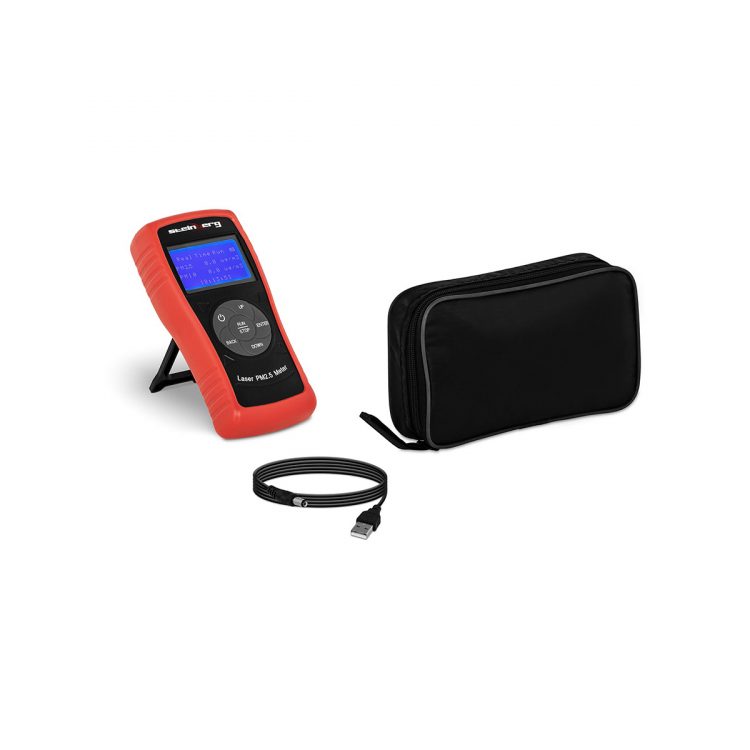 Merač jemných prachových častíc PM 2,5 - PM 10 | od 0 do 999,9 μg/m³, 1600 mAh batéria, LCD displej s podsvietením, jednoduché ovládanie.