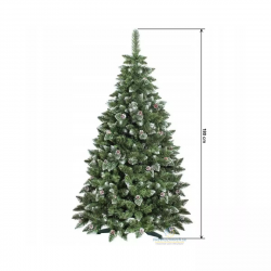 Umelý vianočný stromček borovica strieborná šiška | 180 cm, husté vetvičky zakončené kryštálmi ľadu a šiškami vytvárajú dokonalú vianočnú atmosféru.