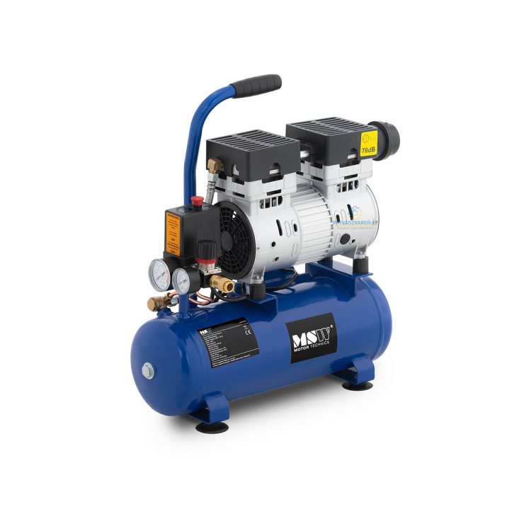 Bezolejový kompresor - 8 L - 8 bar | 750 W, je perfektné zariadenie na nafukovanie kolies alebo nafukovacích člnov. Výkon motora 750 W.