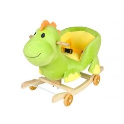 Detská hojdačka a odrážadlo 2v1 | zelený dinosaurus, ergonomické sedadlo s operadlom a bezpečnostný pás s rychloupínaním zvukový reproduktor