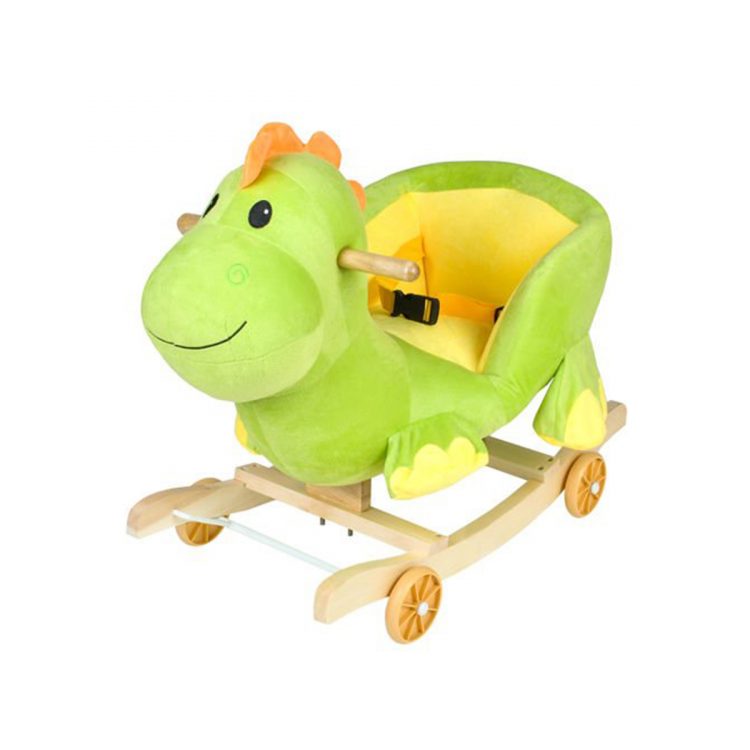 Detská hojdačka a odrážadlo 2v1 | zelený dinosaurus, ergonomické sedadlo s operadlom a bezpečnostný pás s rychloupínaním zvukový reproduktor