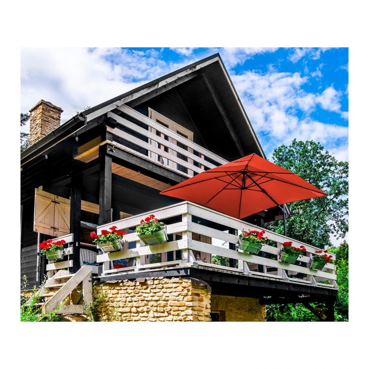 Slnečník na terasu - bočný (červený) - 250 x 250 cm | CON.GU-R250A