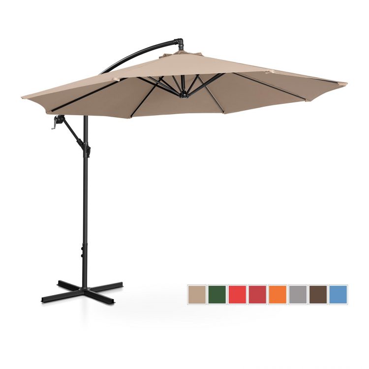 Slnečník na terasu - krémový, Ø300 cm | model UNI_UMBRELLA_R300CR okrúhly s priemerom 300 cm je odolný voči vode. Poskytuje ochranu pred vlhkosťou a dažďom.