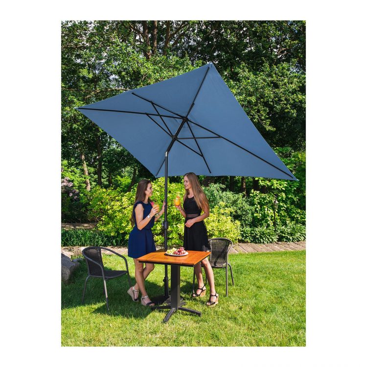 Stojaci záhradný slnečník - 200 x 300 cm - naklonený - modrý | UNI_UMBRELLA_TSQ2030BL