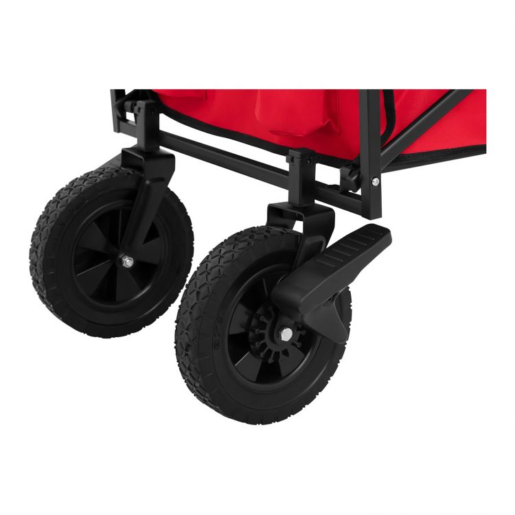 Záhradný skladací vozík s brzdami - 100 kg - červený | UNI_CART_03