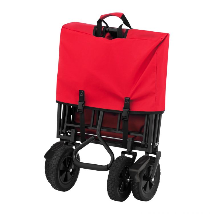 Záhradný skladací vozík s brzdami - 100 kg - červený | UNI_CART_03