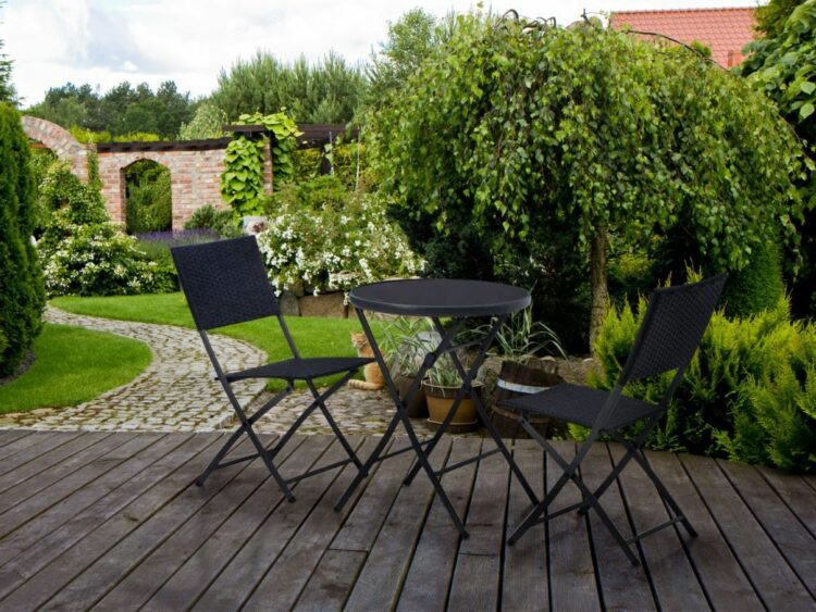 Skladací záhradný stôl, okrúhly, oceľový, 60 cm | SC-091