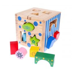 Drevená edukačná kocka - vkladačka | 12 ks ECO TOYS, vhodné od 12 mesiacov, zvyšuje pozornosť, logické myslenie, vnímanie a hmat dieťatka.