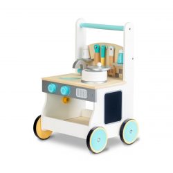 Drevené chodítko a vozík drevená kuchyňka | hodinky, Edukačná detská hračka podporuje jemnú motoriku dieťaťa, hmatové vnemy, koordináciu rúk a očí.