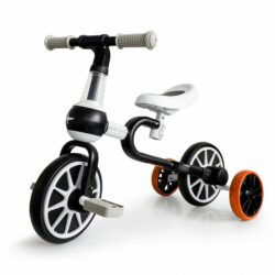 Detský bicykel a odrážadlo s pomocnými kolieskami 4v1 | čierna