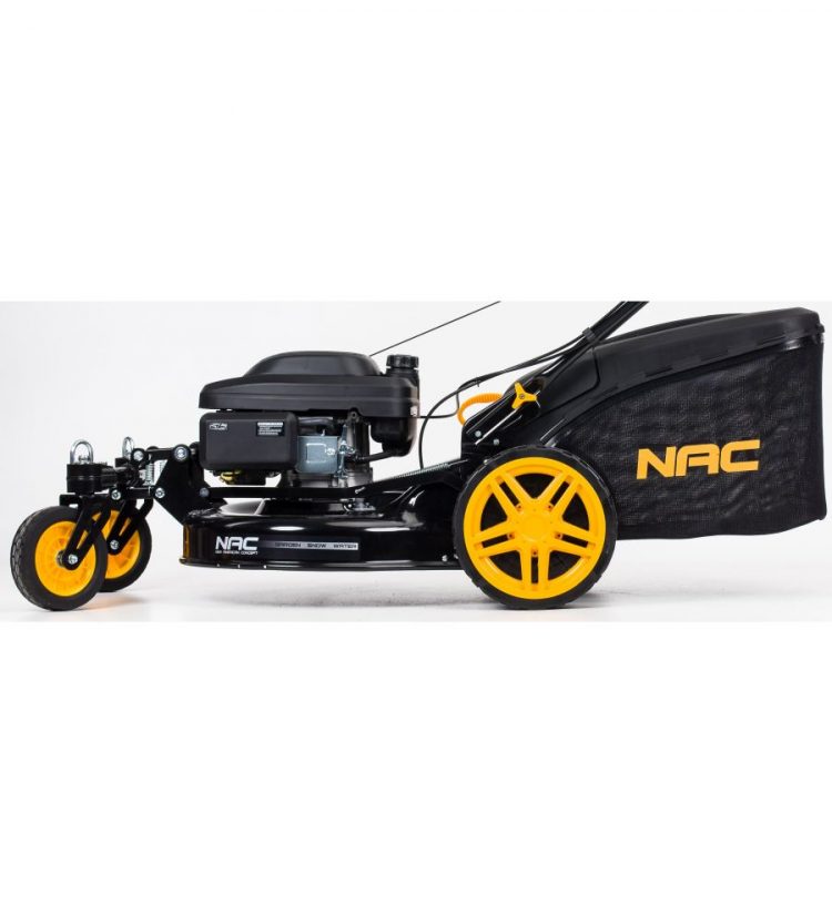 NAC benzínová kosačka s pohonom 159cc | 2 flexi kolesá LS2002, kosenie, zbieranie, mulčovanie trávnika, predné kolesá uľahčujú manévrovanie, výkon 5,5 HP.