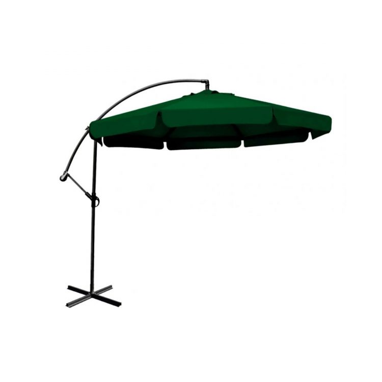 Slnečník na terasu šedý 350 cm | MU-H300 GREEN, jednoduché naklánanie slnečníka, ochrana proti slnku a UV žiareniu, na terasu, k bazénu a grilu.