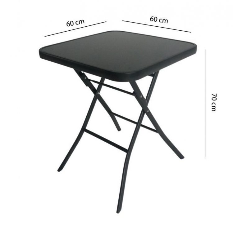 Terasový stôl, skladací | 60 cmPraktický stolík, ktorý sa hodí na každú terasu, balkón alebo do záhrady. Rozmery (dxšxv) : 60x60 x 70 cm.