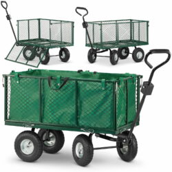 Záhradný prepravný vozík – 450 kg | plachta s ručkami, funkcie 3v1 na prevoz ťažkého alebo sypkého materiálu, stabilná konštrukcia, plachta s ručkami.