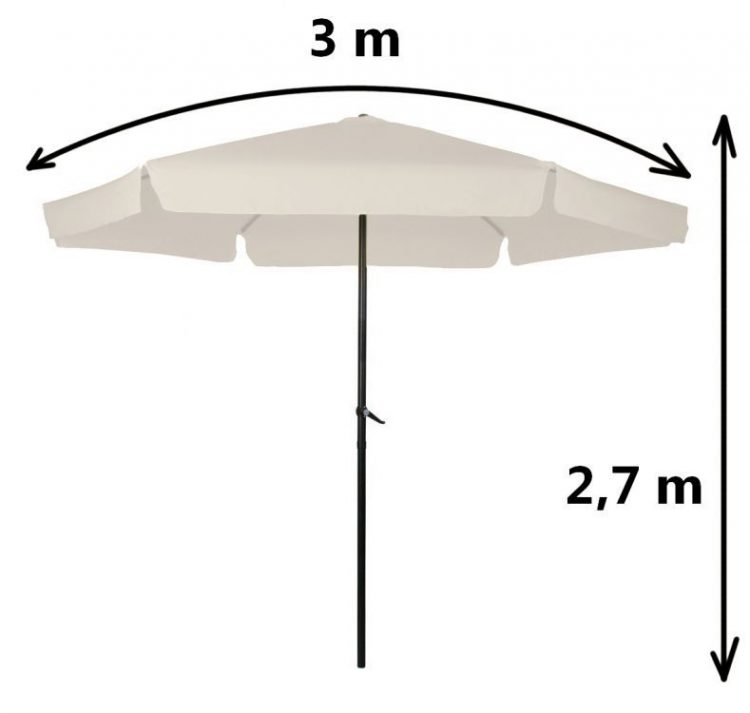 Slnečník na terasu béžový - nakláňací 300 cm | Beigev, systém naklonenia podľa smeru slnečného žiarenia, ochrana proti UV žiareniu.