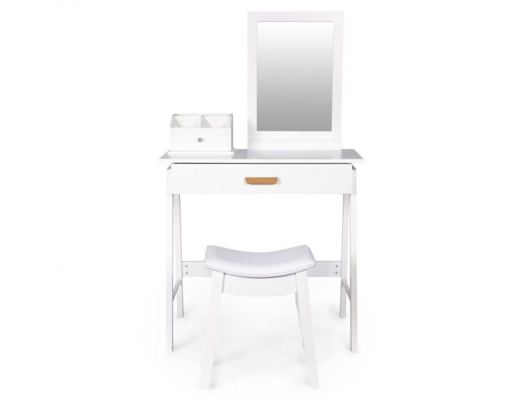 Toaletný stolík so sklopným zrkadlom + stolička | Ruby, kozmetický stolík vyhotovený v novodobom moderno štýle, praktická veľká spodná zásuvka.
