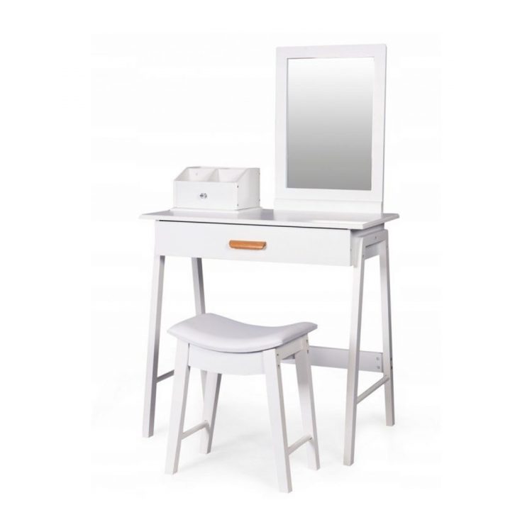 Toaletný stolík so zrkadlom + stolička | Ruby, kozmetický stolík vyhotovený v novodobom moderno štýle, praktická veľká spodná zásuvka.