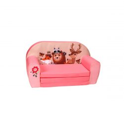 Detský gauč so zvieratkami | ružový DT2-1947