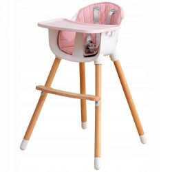 Detská jedálenská stolička 2v1 svetlo ružová-