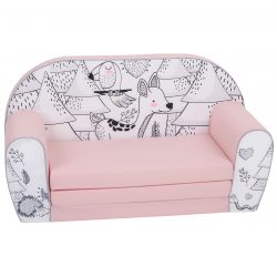 Detský gauč s lesnými zvieratkami | ružový