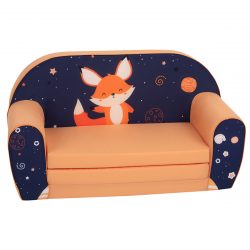 Detský gauč s líštičkou | modro-oranžový