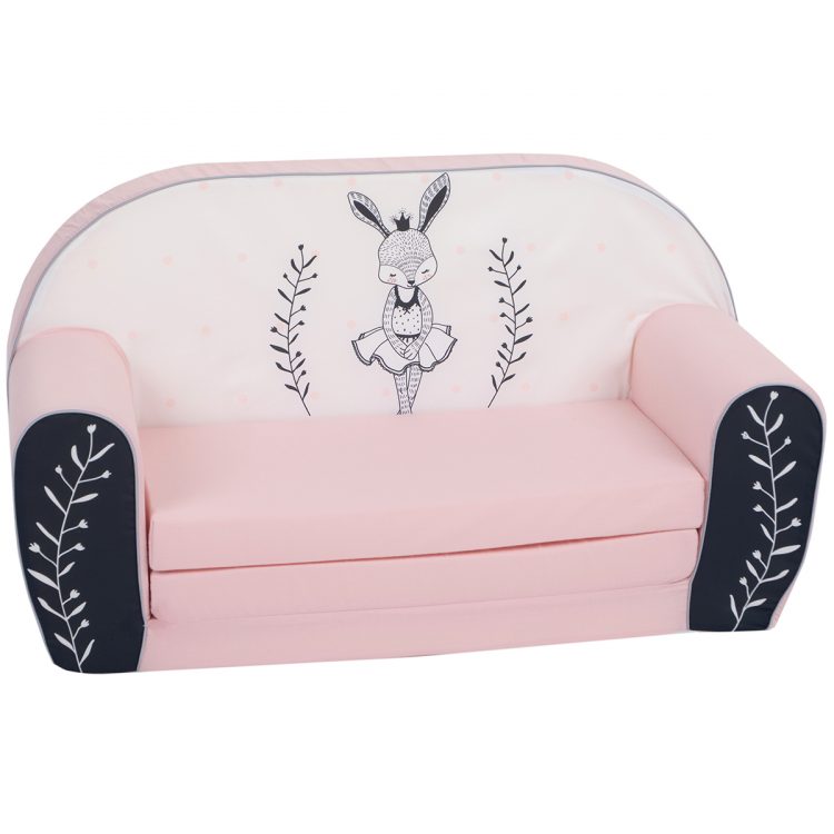 Detský gauč so zajačikom | ružový