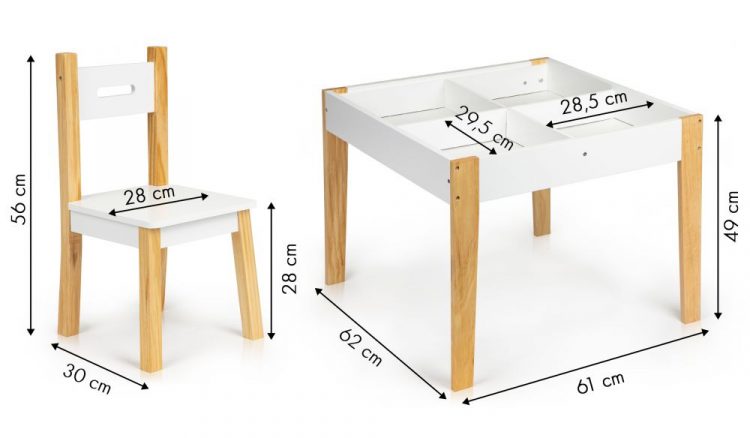 Detský stôl s dvoma stoličkami + tabuľa | 4x úložný priestor
