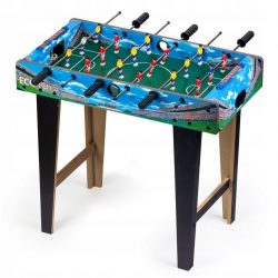 Stolný futbal | drevený. Stôl bol vyrobený z MDF dosky s použitím dýh so štadiónovou grafikou. Odolné vodidlá sú zakončené gumovými protišmykovými úchopmi,