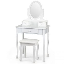 Toaletný stolík s oválnym zrkadlom | + stolička