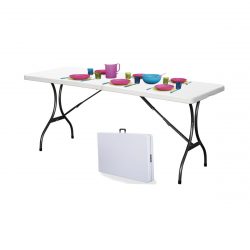 Záhradný cateringový stôl, skladací – biely, 240×70 cm ZK-240 -