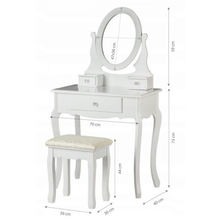 Toaletný stolík so zrkadlom + stolička | Sophia