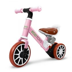 Bicykel, trojkolka s pedálmi 2v1 | ružová rastie spolu s dieťaťom. Trojkolesová konštrukcia zaisťuje stabilitu. Špeciálne predné koleso, nastaviteľná výška