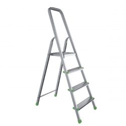 Hliníkový rebrík ALOSS | 4 stupne 120 kg Výška rebríka: 1,52 m Výška nakloneného rebríka: 1,41 m alebo 0,80 m Šírka: 435 mm Hmotnosť: 3,1 kg.
