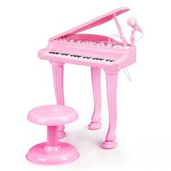 Piano pre deti s mikrofónom a stoličkou | blue. Vďaka tejto hračke bude mať vaše dieťa možnosť posunúť sa do sveta melódií, zvukov a skladať vlastné