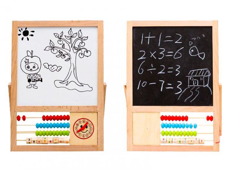 Magnetická tabuľa obojstranná | počítadlo a hodiny, dvojstranná tabuľa vhodná na hru, kreslenie, počítanie, umožní tiež naučiť sa určovať presný čas.