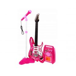 Detská gitara s mikrofónom a zosilňovačom | ružová BCR-HK-8010D.ROZ
