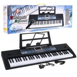 Elektronický keybord pre deti - mikrofón | 61 kláves pre hru, rozvoj hudobného nadania i podporu motoriky dieťaťa. Súčasťou balenia je aj mikrofón