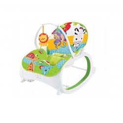 Dojčenské hojdacie lehátko 3v1 | zelené. Upokojujúce vibrácie, nastaviteľné ležadlo, odnímateľná hrazdička s hračkami.