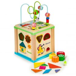 Drevená edukačná kocka labyrint | tabuľa na kreslenie vývoj detí z hľadiska rozpoznávania tvarov, manuálnych schopností a koordinácie.